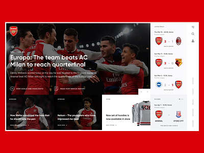 Arsenal FC Web Redesign arsenal football grid homepage landing page mondrian mondrianizm news redesign soccer the gunners vietnam