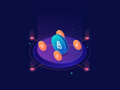 Sunday Practice: Isometric & Gradient (2) bitcoin blockchain coin crypto cryptocurrency gradient illustration transaction