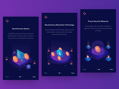 Onboarding Concept for Cryptoswap coin crypto cryptocurrency gradient illustration isometric onboarding splash