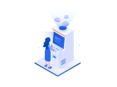 Illustration Concept 2 for MagnaChain arcade game arcade machine blockchain coin cryto game games gaming illustration isometric playing