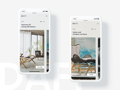 DAFI Furniture Mobile Version chairs design designer furniture homepage landing page layout minimal minimalism mobile responsive table