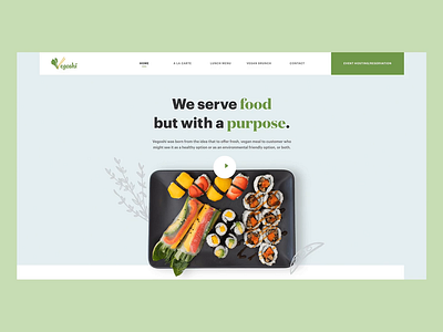 Landing page for Vegoshi Restaurant animation effect food interaction interactive meal restaurant vegan vietnam website
