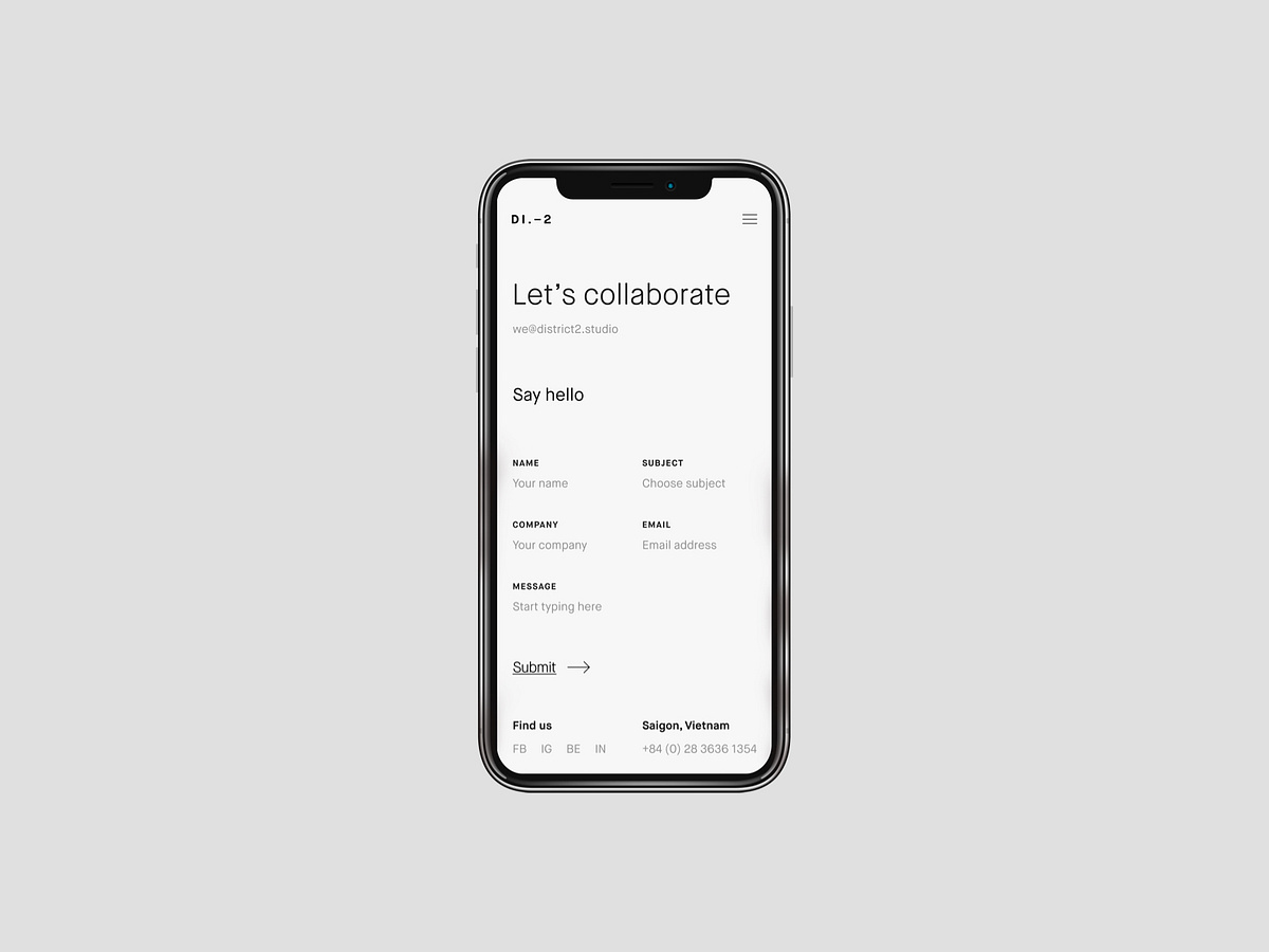District2 V2 Contact Page by Huy Phan for District2 on Dribbble