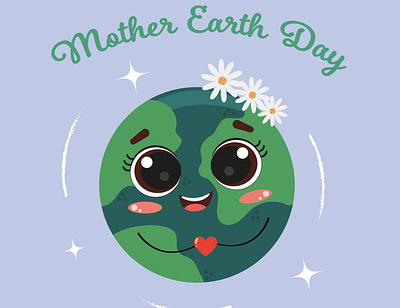 Earth Day. International Mother Earth Day. Ecological problems branding cartoon character illustration