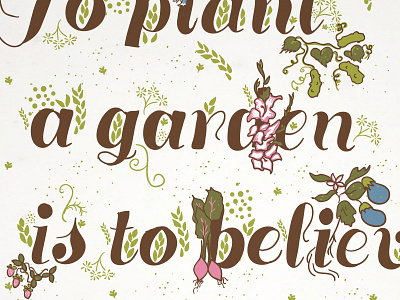 Audrey Hepburn quote earthy flowers garden hand drawn type organic typography vegetables