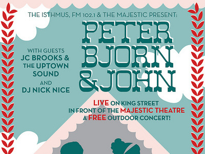 Peter, Bjorn, and John gig poster madison wisconsin