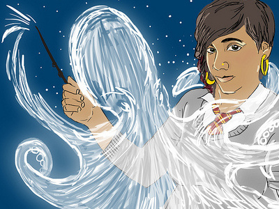 Self portrait and an octopus patronus harry potter illustration self portrait wacom