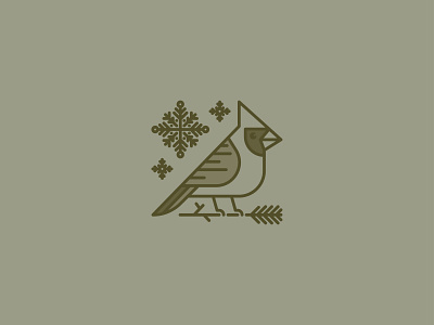 Winter Birds • 1 / 3 • Northern Cardinal bird cardinal illustration illustrator linework minimal monoline snowflake vector winter