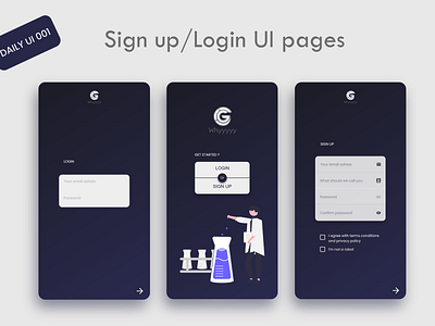 Login / Sign up app pages adobe xd daily dailyui login mobile signup ui uidesign