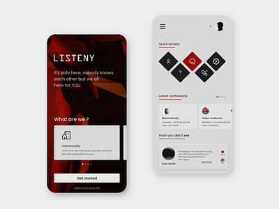 Listeny - Ui social media app for unknowns :)