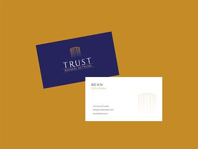 Trust Brokers Business Cards Design blue brand design branding branding studio business card business cards design design studio graphic design hopley hopley creative studio hopley studio illustration logo print print design real estate stationery typography yellow