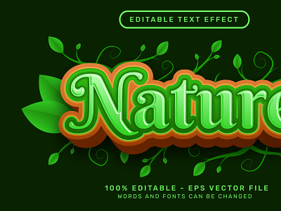 leaf nature 3d text effect and editable text effect