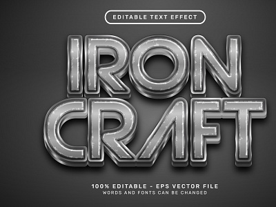Iron craft 3d text effect and editable text effect 3d graphic design