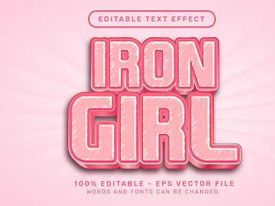 Iron girl 3d text effect and editable text effect