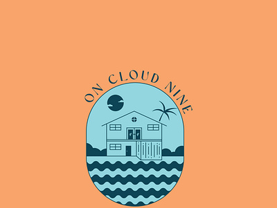 On Cloud Nine Beach House Logo beach branding graphic design house illustration logo sea seaside sunset vector