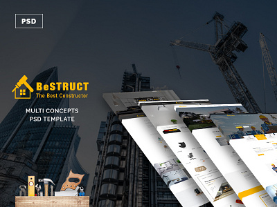 BeStruct - Multiconcept Construction PSD Template building construction multiconcept psd template web design