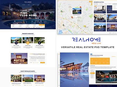 RealHome - Versatile Real Estate PSD Template psd template real estate web design