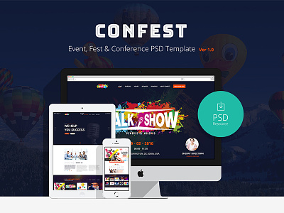ConFest - Multi-Purposes Event and Conference PSD Template conference template event template event website web design