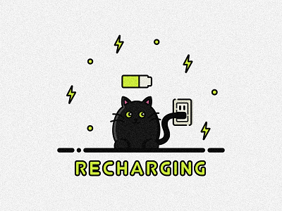 Recharging cartoon cat chonk design graphic design illustration vector