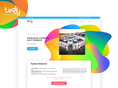 Teddy agency home design colors desktop gradient shapes sport uiux website