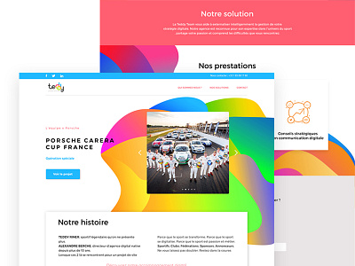 Teddy agency - web design colors desktop gradient shapes sport uiux website