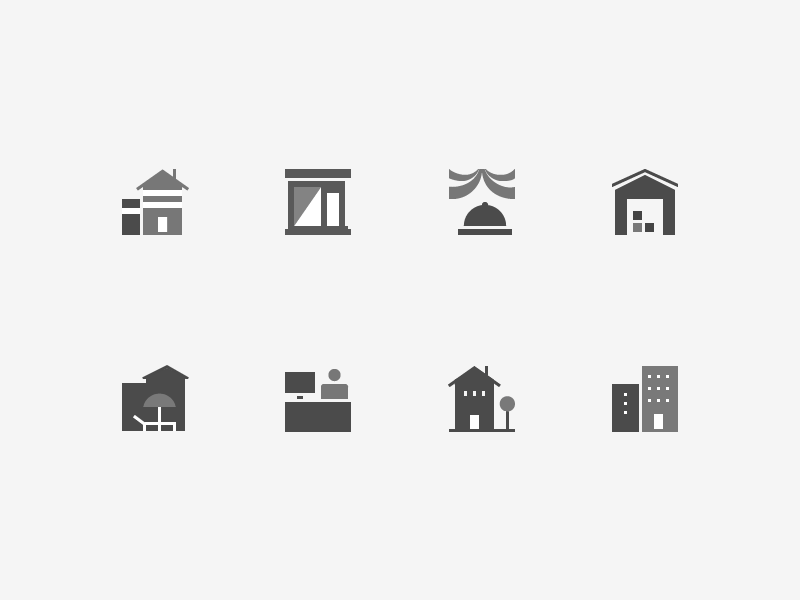 Property type icons apartments buildings geometric hotel icons minimal office property residential showroom villa warehouse