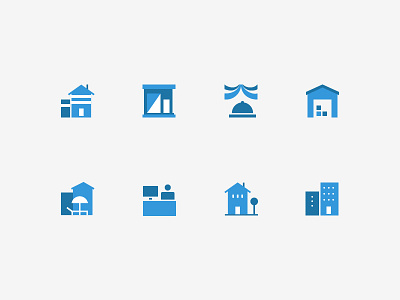 Monochrome - Property type icons apartments banquet blue hall hotels monochrome office property residential types warehouse