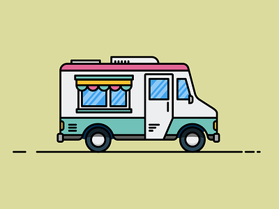 Cute Flat Design Ice Cream Truck
