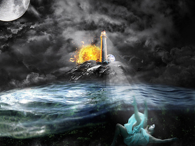 Disappearance Manipulation adobe adobephotoshop digitalart effect photoshop sea surreal surrealism thinking water