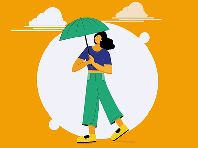 Girl with her umbrella illustration