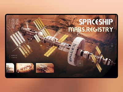 Website Design For Spaceship card dark landing page mars red space spaceship ui web