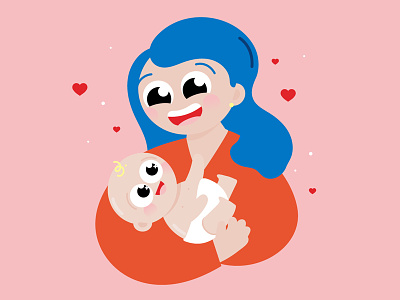 Mum & Baby 2d art direction design family flat heart illustration mum mummy vectorial
