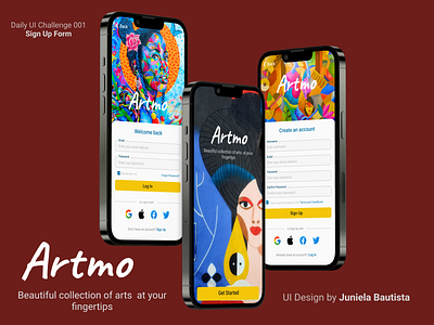 Artmo Mobile Device Mockup - 1 app branding daily ui 001 daily ui challenge daily ui sign up form design fictional company illustration logo ui