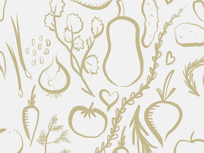 Illustrations hearts herbs organic pattern vegetables