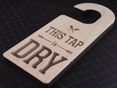 Tap Hanger blatt laser etched typography wood