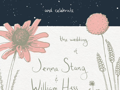 Save the Date flowers illustration stars wedding wheat