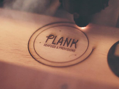 Plank Coaster laser logo plank seafood