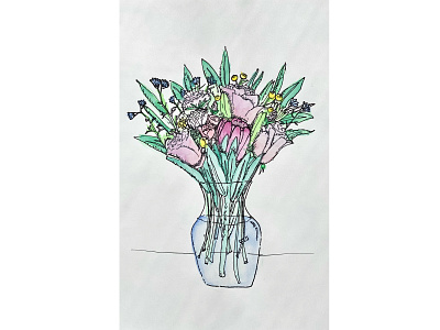 Glass Vase with Flowers