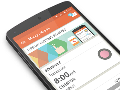 Dribbble Android Home android app card ui health medication mobile