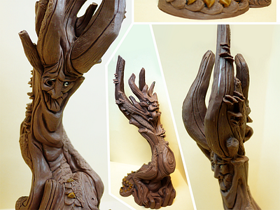 "Old Knot" (back view) clay creature ent fauna flora forest illustration maquette mold monsterclay sculpture tree treedragon trees