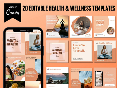 Editable Health & Wellness Template graphic design logo