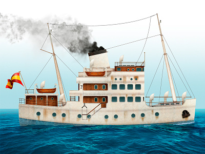 Iradier Ship cano cartoon explorer illustration iradier photoshop ship spain
