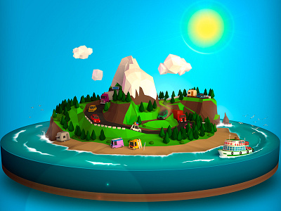 Island Holidays 3d holidays island low poly vacations