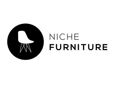 Niche black and white branding chair clean furniture furniture logo logo modern monochrome san serif simple logo