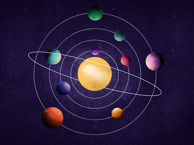 The Final Frontier colour galaxy illustration planets retro space