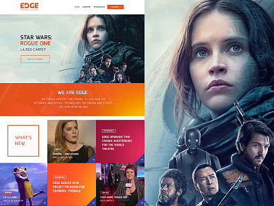 Edge Star Wars bold clean film gradient grid layout orange web design