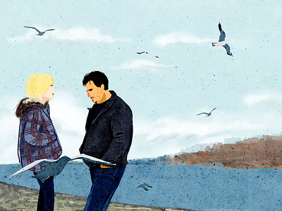 Manchester by the Sea cartoon illustration love movie