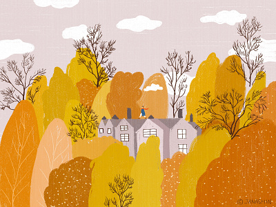 autumn autumn color forest illustration yellow