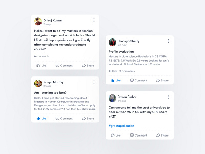 New Feed Cards cards comment components design design system feed feed card hashtags like share social media ui ui design ui ux ux design visual design