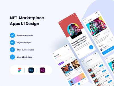 NFT Marketplace Apps UI Design admin dashboard adobe xd app design illustration ui uiux ux